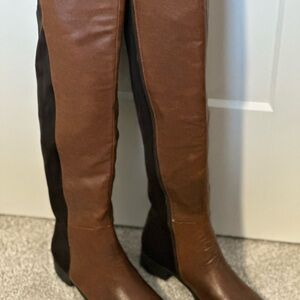 French Blu Stylish Brown and Black Over the Knee Boots